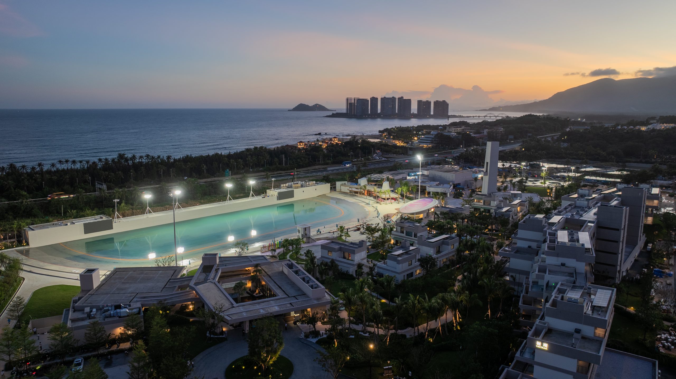 PerfectSwell Riyue Bay Surf Resort at Dusk